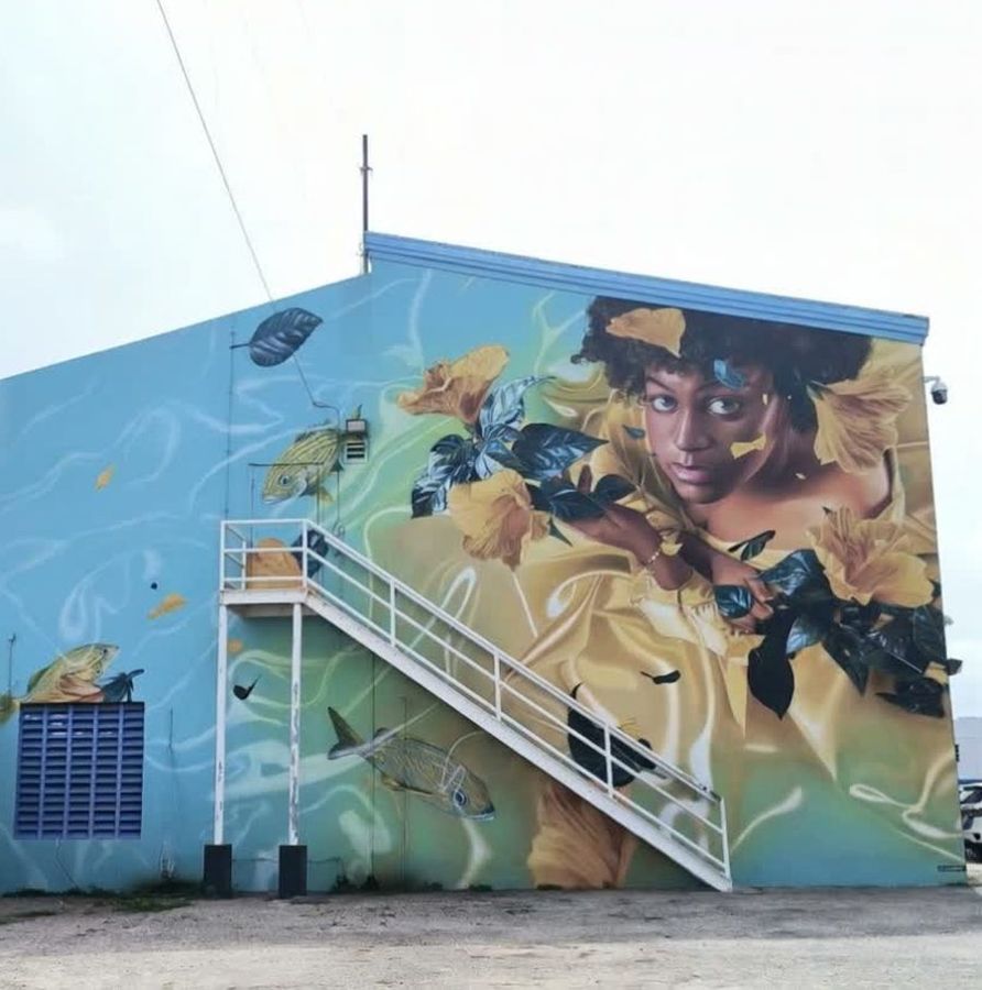 Large portrait mural in San Nicolas, Aruba